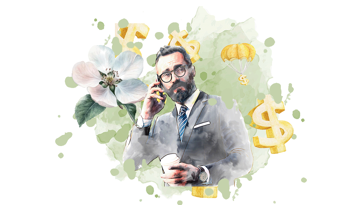 Insurance Agent with falling money