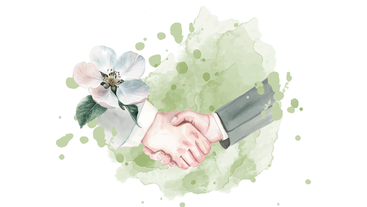 Insurance Agent Icon - apple flower and shaking hands