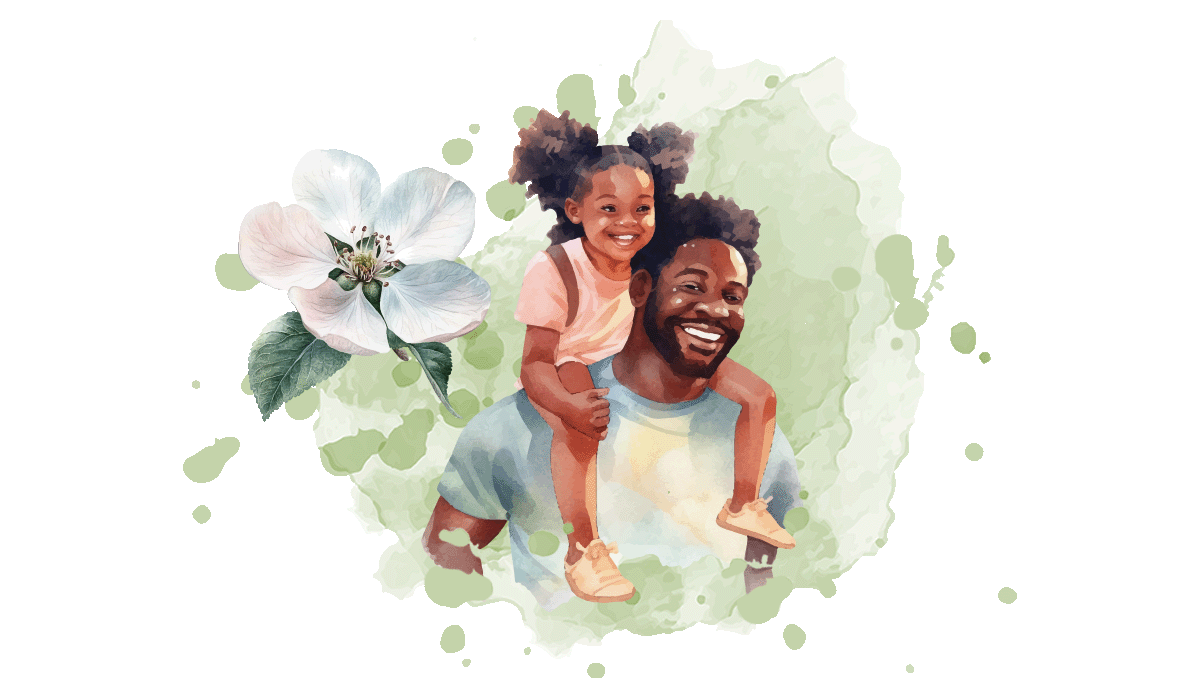 Family Icon - apple flower and father and daughter