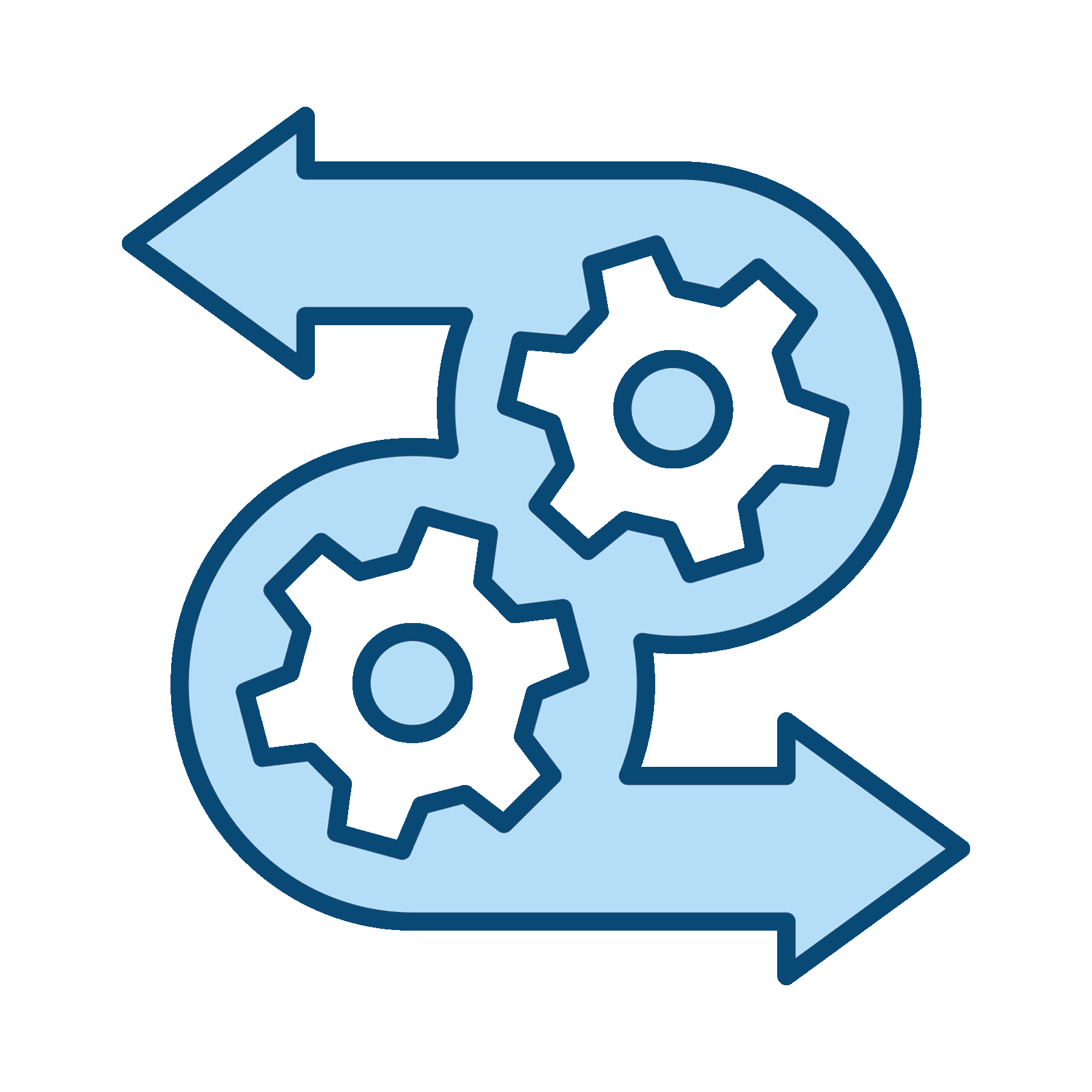 Gears with arrows in opposite directions Icon