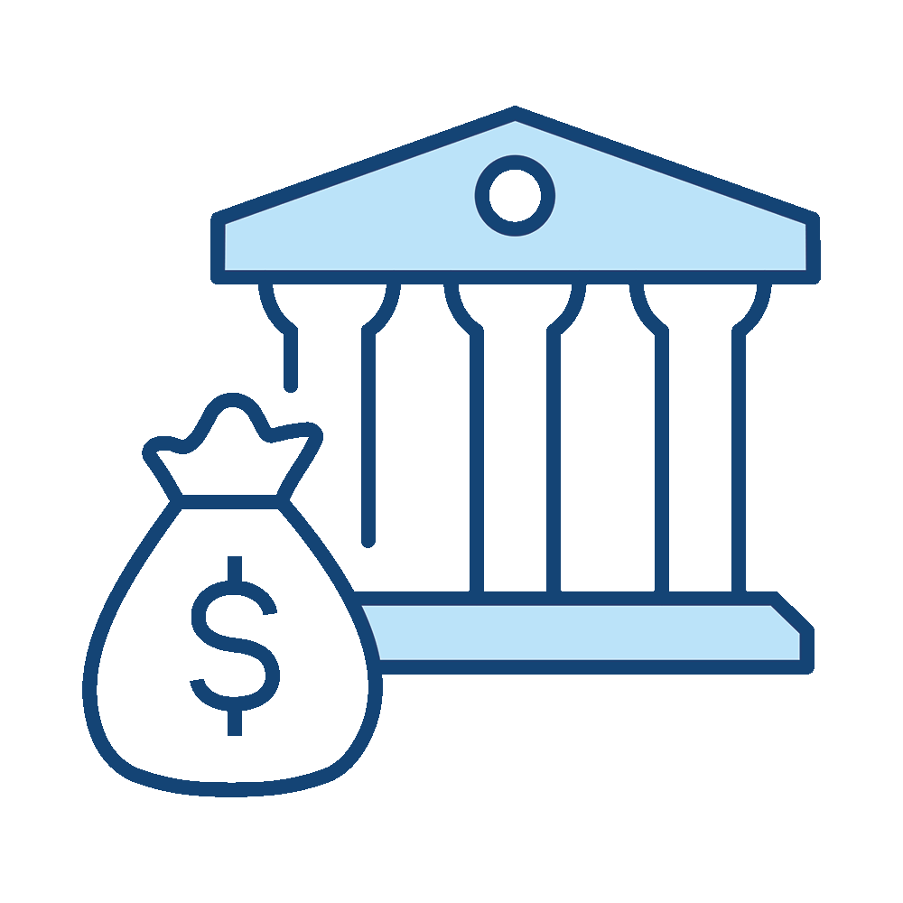 Bank with Money Icon